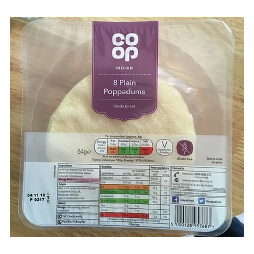 CO OP PLAIN POPPADUMS